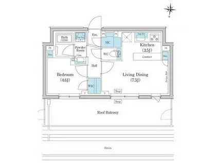スタイリオ池上サウス(1LDK/4階)の間取り写真