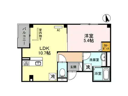 レジデンス京都洛央(1LDK/2階)の間取り写真