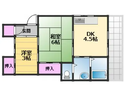 グランシードビル(2DK/4階)の間取り写真