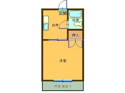 MR水前寺(1K/2階)の間取り写真