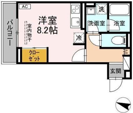 西町SUZUKAZE(ワンルーム/2階)の間取り写真