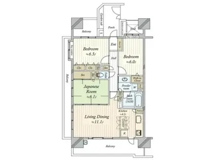 日神パレステージ湘南平塚(3LDK/7階)の間取り写真