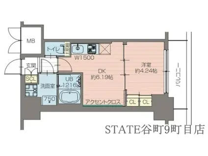 プレジオ恵美須(1DK/4階)の間取り写真