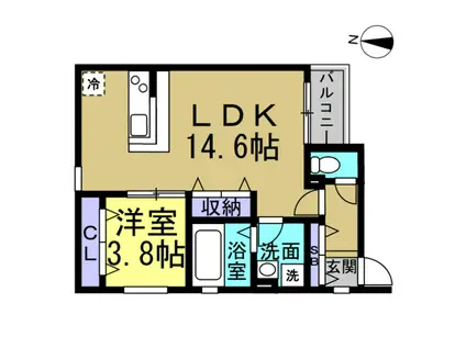 LEGIOIE新瑞橋駅(1LDK/3階)の間取り写真