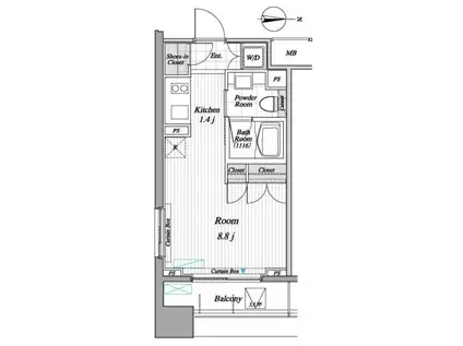 レジディア錦糸町II(ワンルーム/7階)の間取り写真