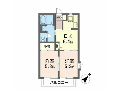 タウンコート砂押(2DK/1階)の間取り写真