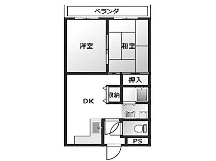 サンライフ若草(2DK/4階)の間取り写真