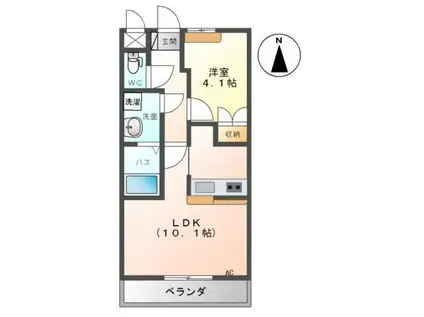 フェアリールージュB(1LDK/2階)の間取り写真