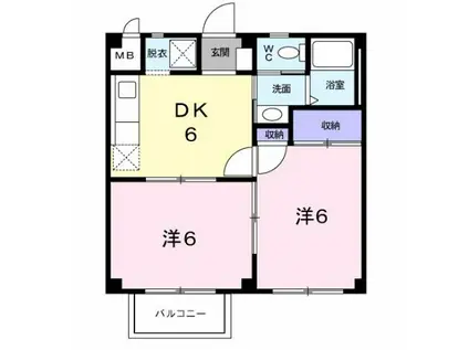 アーバン五明A棟(2DK/2階)の間取り写真