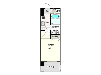 NO60 V TOWER 天神(1K/13階)の間取り写真