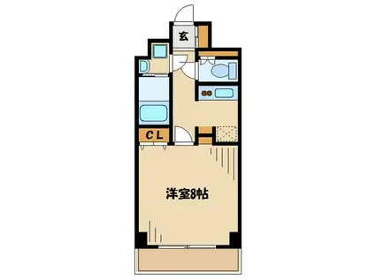 サーティーフォービル(1K/8階)の間取り写真