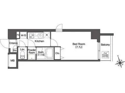 グランカーサ板橋イースト(1K/7階)の間取り写真
