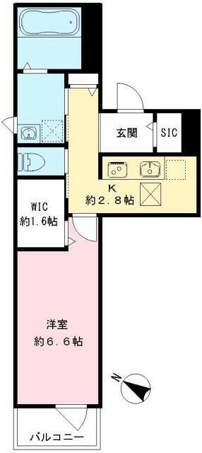 LUMORA玉南(1K/1階)の間取り写真