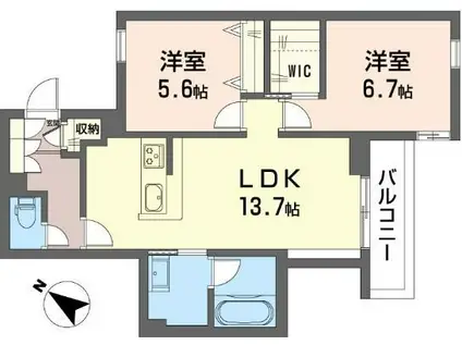 ヴァレンズ・フロレ(2LDK/3階)の間取り写真