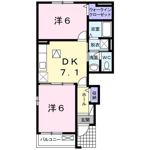 グランドール(2DK/1階)の間取り写真