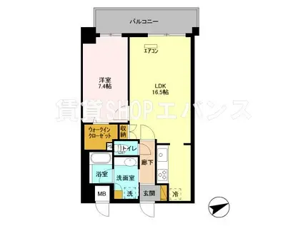 アルメール津田沼(1LDK/3階)の間取り写真