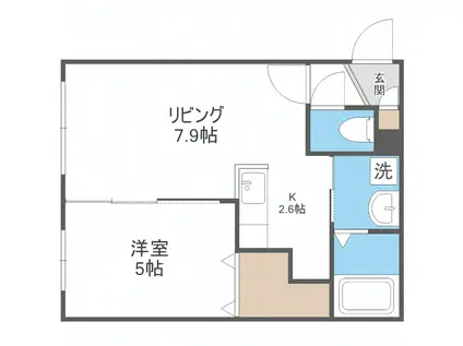 G・AMENITIES南4条(1LDK/2階)の間取り写真