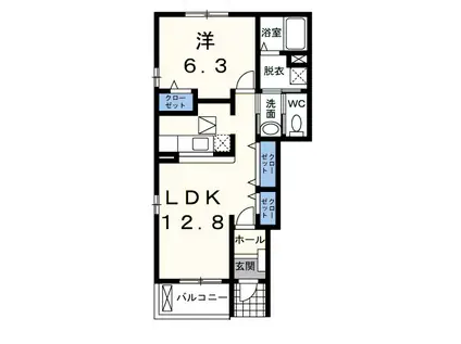 ブライト・ヒルサイド (1LDK/1階)の間取り写真