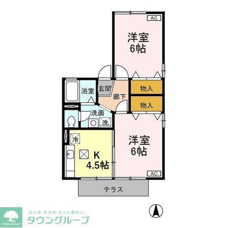 アベニールII(2K/2階)の間取り写真