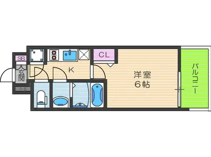 レジュールアッシュ都島ブリーゼ(1K/5階)の間取り写真