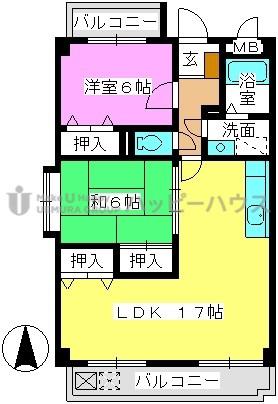 サンシャトーレFUJI(2LDK/6階)の間取り写真