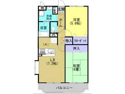 プティレカンIZUMI(2DK/3階)の間取り写真