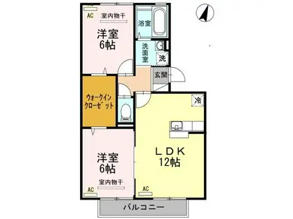 リビングタウン常盤公園B棟(2LDK/3階)の間取り写真