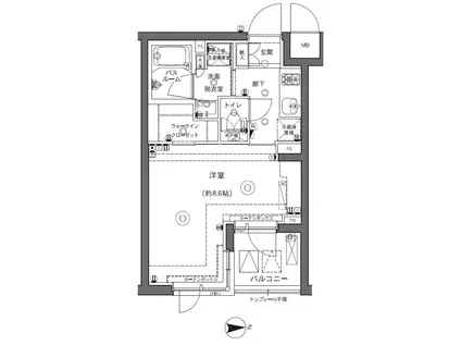 ZOOM中野坂上(1K/3階)の間取り写真