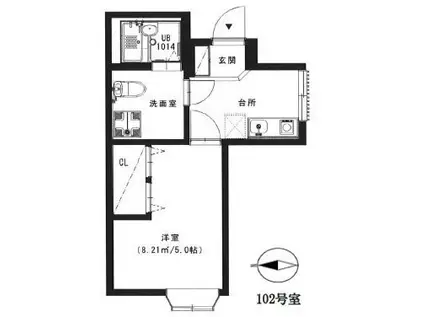 ESIII(1K/1階)の間取り写真
