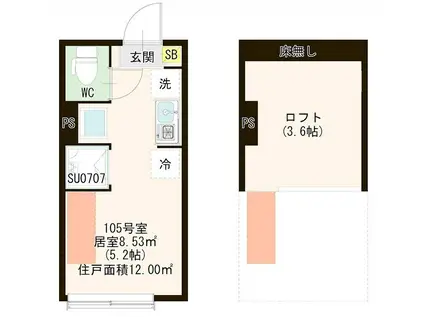 ハーモニーテラス板橋宮本町(ワンルーム/1階)の間取り写真