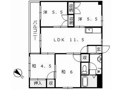 美和ハイツIII(4LDK/2階)の間取り写真