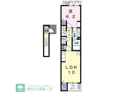 ウルリヒト 北小金(1LDK/2階)の間取り写真