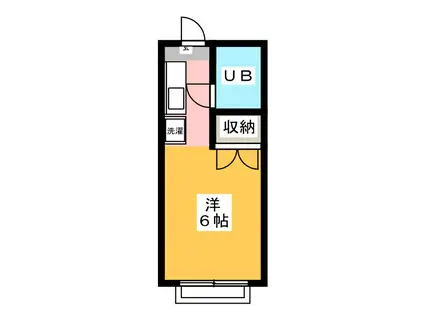 タイガーハイツC棟(ワンルーム/2階)の間取り写真