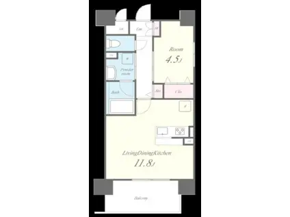 イーストERN WELLS(1LDK/1階)の間取り写真