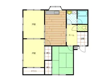 イーストウイングA(3DK/1階)の間取り写真
