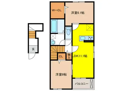 レオーネ(2LDK/2階)の間取り写真