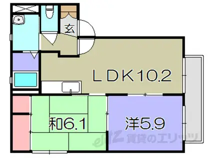 サンヴィラ金巻(2LDK/2階)の間取り写真