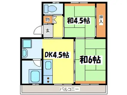 ノーブルつつじの丘II(2DK/5階)の間取り写真