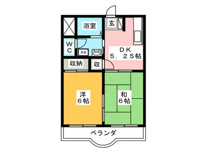ロイヤルパレスT&K(2DK/2階)の間取り写真