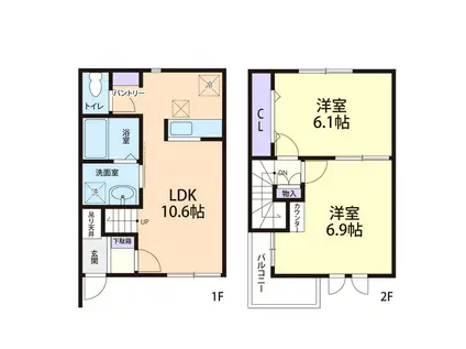プレリュード B(2LDK/1階)の間取り写真