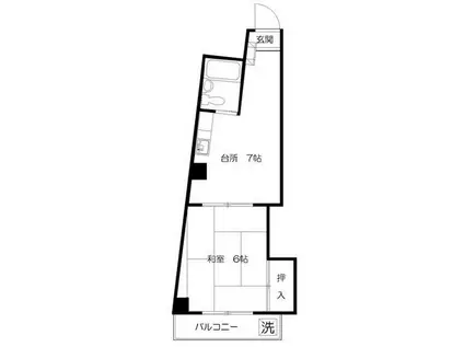 竹中ビル(1DK/4階)の間取り写真