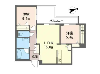 グリナージュ リリア(2LDK/4階)の間取り写真
