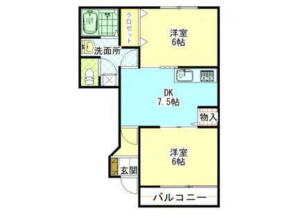 アローザ21B(2DK/1階)の間取り写真