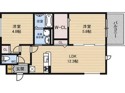 ハイムトーリア2(2LDK/1階)の間取り写真