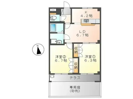 サニーハウス南A(2LDK/1階)の間取り写真