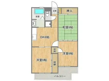 パサージュ新大江(3DK/1階)の間取り写真