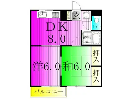 サンハイムカズ(2DK/2階)の間取り写真