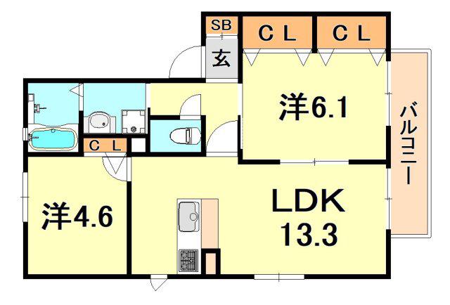 ファミーユ(2LDK/1階)の間取り写真