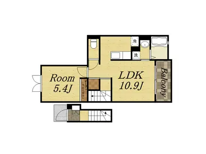 プラセール宝塚II(1LDK/2階)の間取り写真