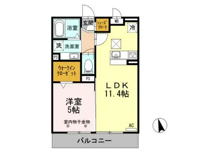 ユイマール浄水(1LDK/1階)の間取り写真